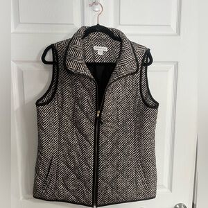 Coldwater Creek Black and White Chevron Vest